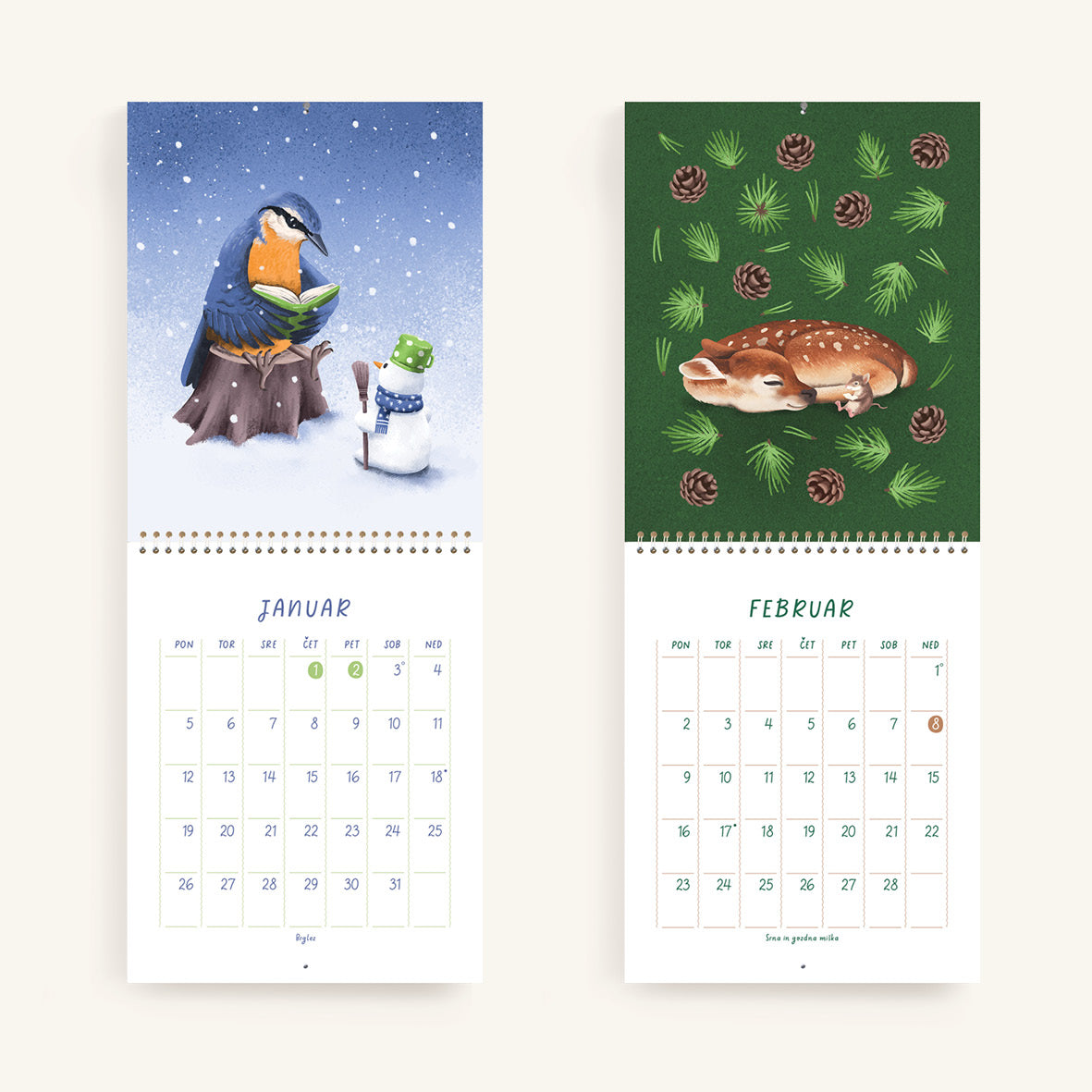 Med knjigami - Stenski koledar 2026