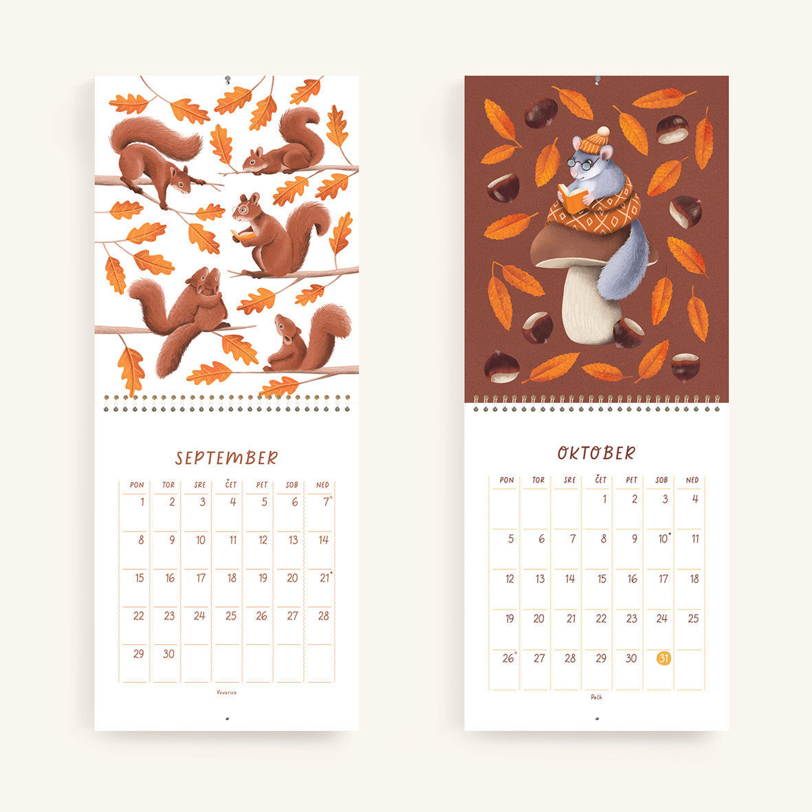 Med knjigami - Stenski koledar 2026