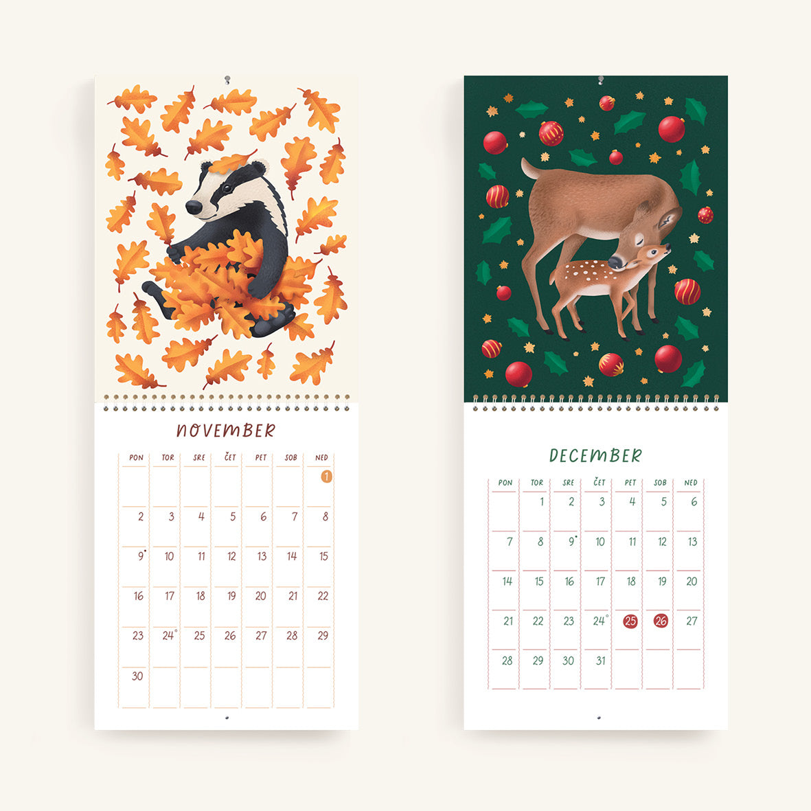 Igrivi svet živali - Stenski koledar 2026