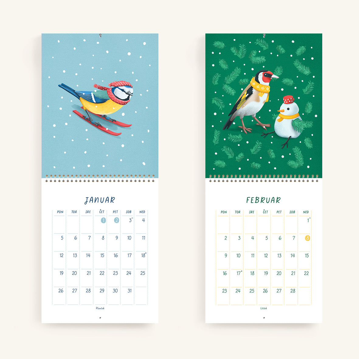 Igrive ptice - Stenski koledar 2026