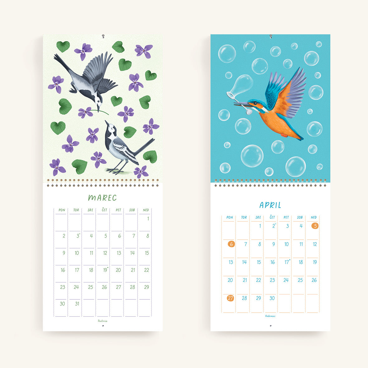 Igrive ptice - Stenski koledar 2026