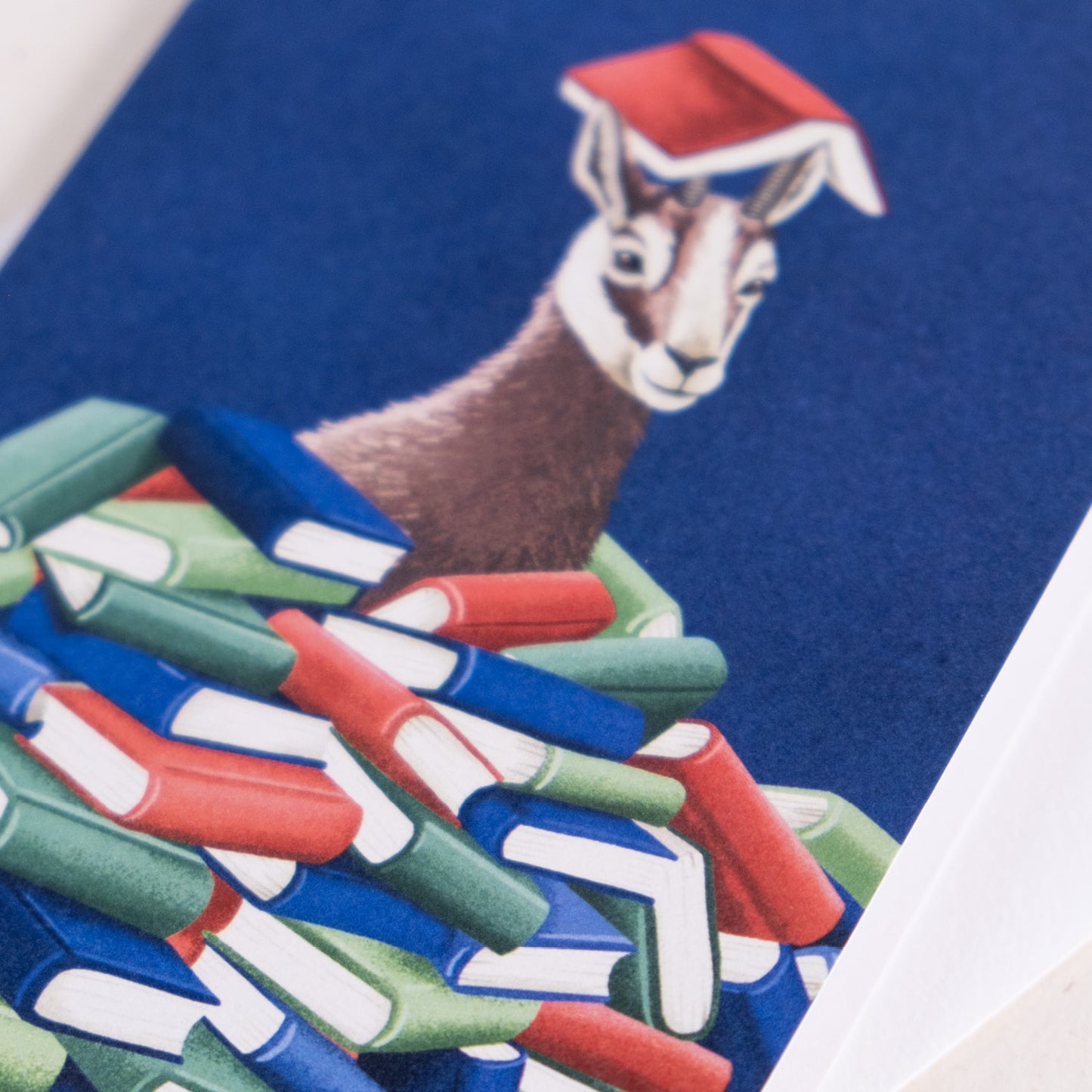 Voščilnica - Gams med knjigami