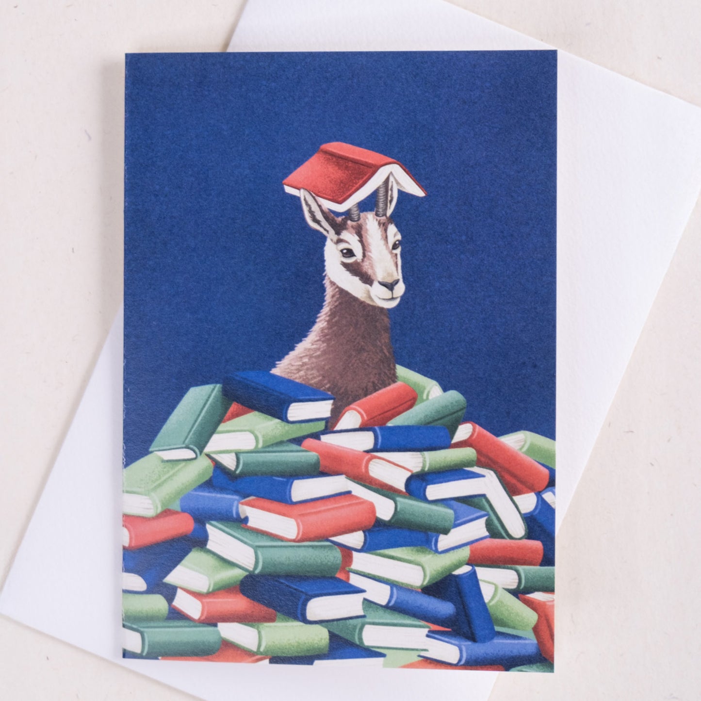 Voščilnica - Gams med knjigami