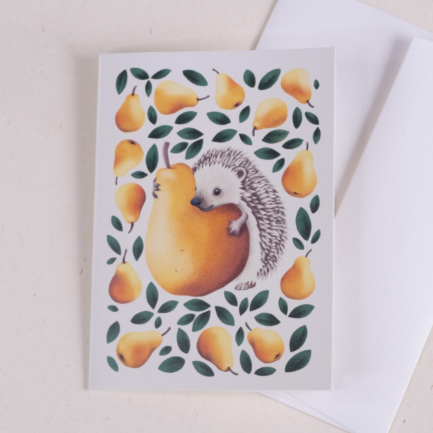 Voščilnica - Ježek s hruško