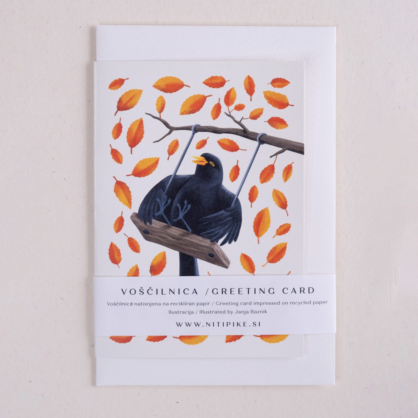 Voščilnica - Kos na gugalnici