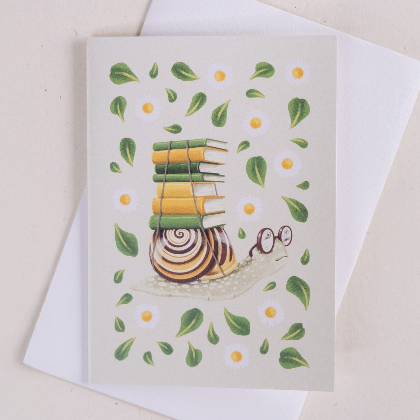 Voščilnica - Polžek s knjigami