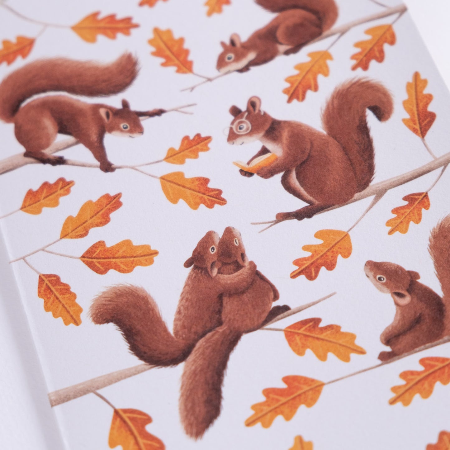 Voščilnica - Veverice poslušajo pravljico