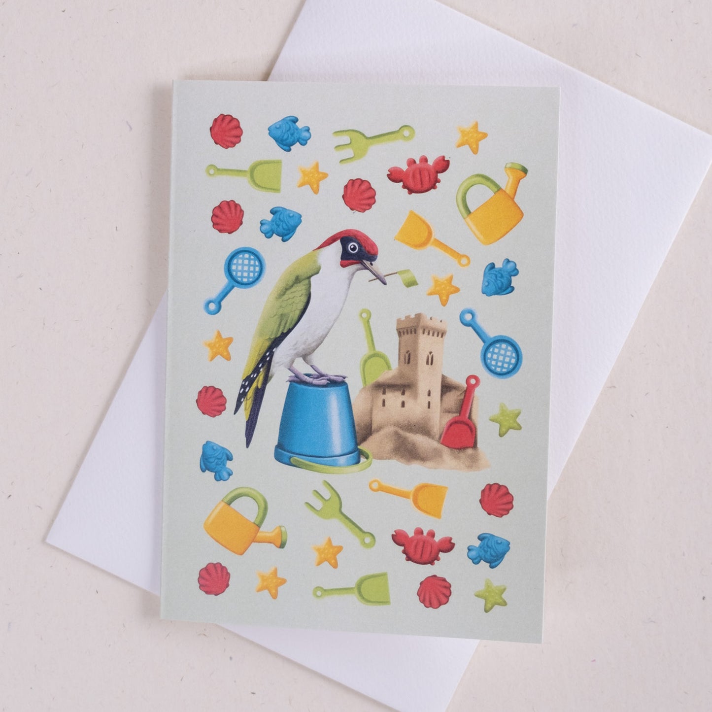 Voščilnica - Zelena žolna na peskovniku