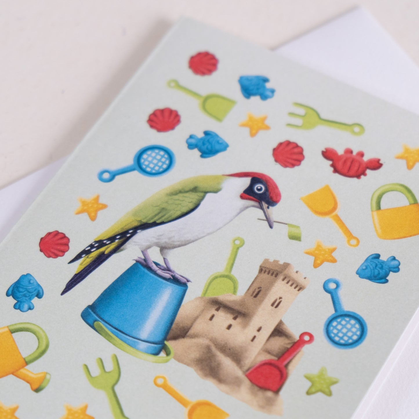 Voščilnica - Zelena žolna na peskovniku